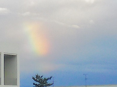 雨上がりの虹, a rainbow at school