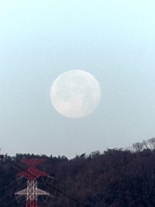 スーパームーンの月の入り, tolab_201901_super_moon_setting