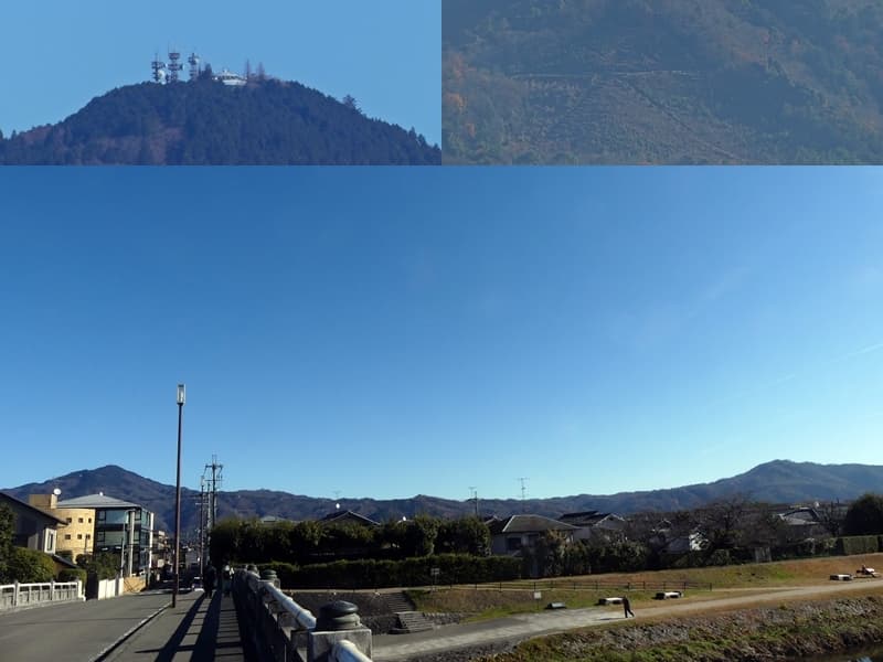 出雲路橋から見た比叡山と大文字山, View of Mt. Hiei and Daimonji-yama from Izumoji Bridge